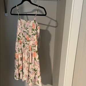 Zara Floral Spaghetti Strap Dress - Pink and Green